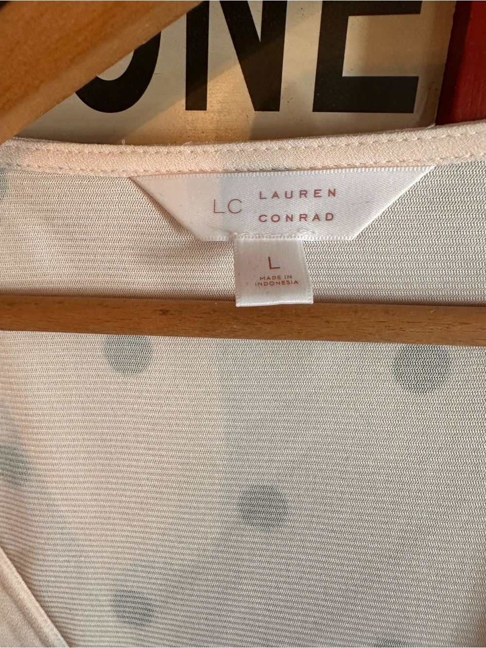 LC Lauren Conrad Cream Midi Dress with Light Polka Dots